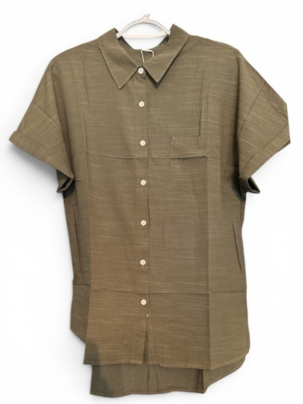 IPMQ Olive Green Textured Button-Front Shirt – Size Large – NWT
